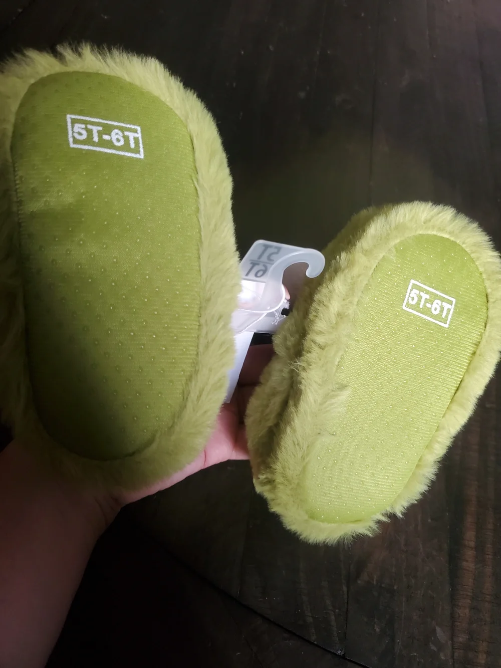 Kids Plush Grinch Slipper in Green with Santa Hat
